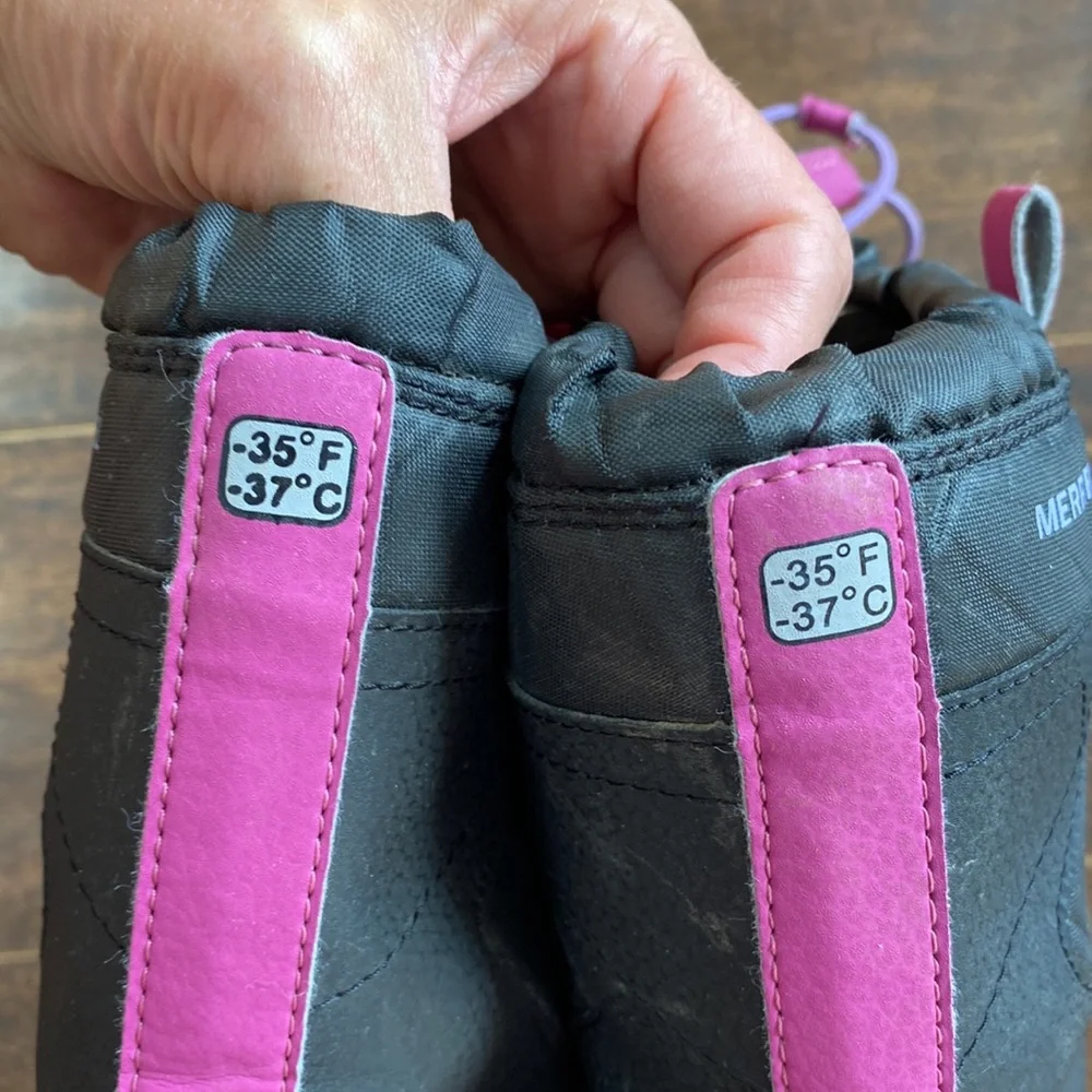 Merrell Black and Pink Kids Rain & Snow Boots - Picture 10 of 10